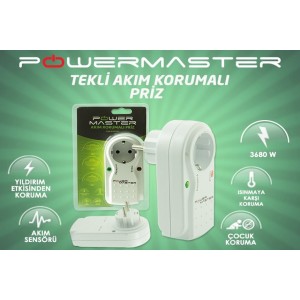 Tekli Akım Korumalı Priz Powermaster