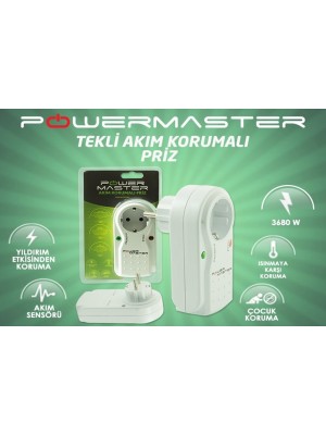 Tekli Akım Korumalı Priz Powermaster